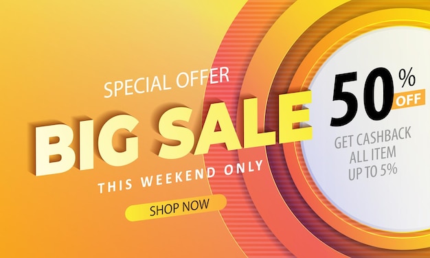 Big sale promotion sale banner template design with elegant circle background