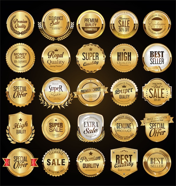 Big sale retro golden badges and labels collection