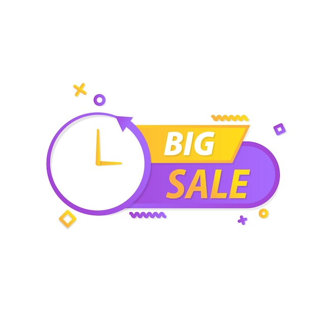 Big sale tag with clock