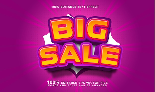 big sale text effect editable shopping and offer text style