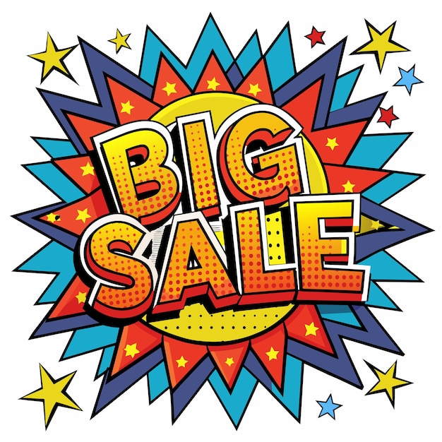 big sale text style pop art