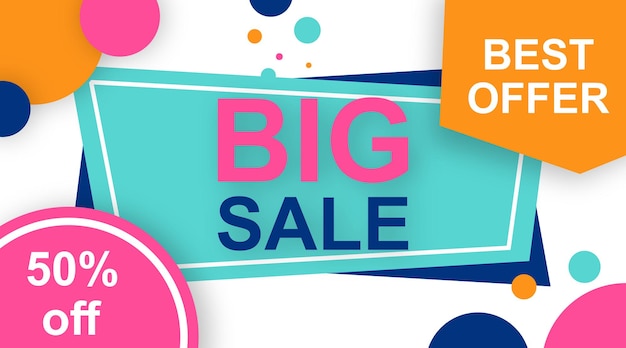 Big sale web banner illustration vector. Discount 50% off background