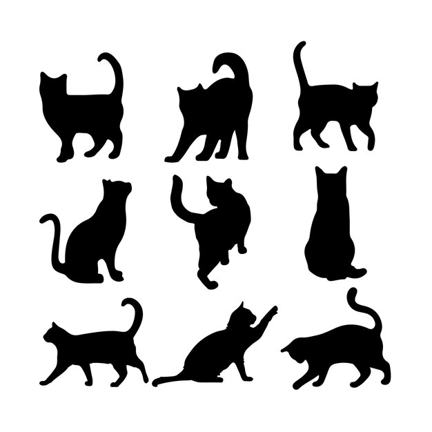 Vector big set of cat silhouettes