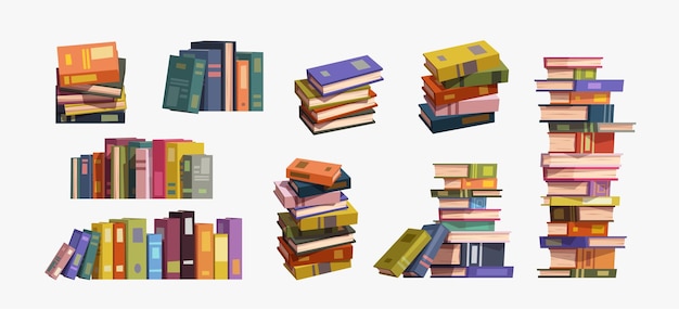 big set of colorful books on white