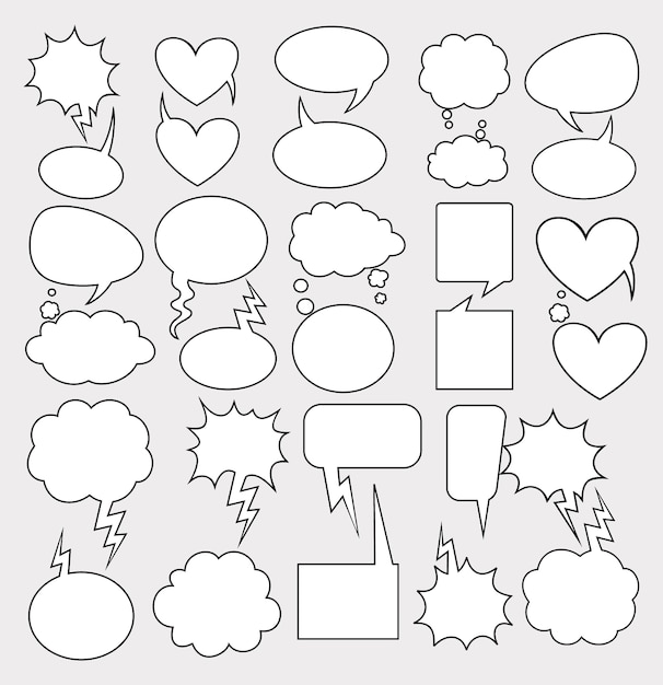 Big set of comic speech bubbles and elements