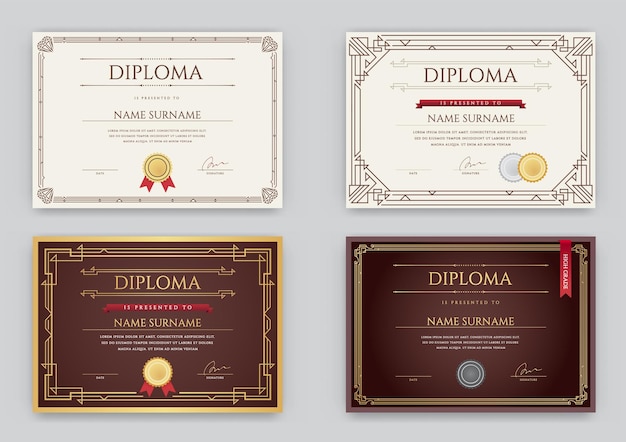 Big Set of Diploma or Certificate Premium Design Template in Vector