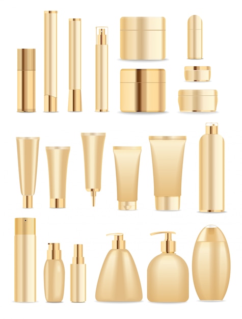 Big set of gold  cosmetic containers