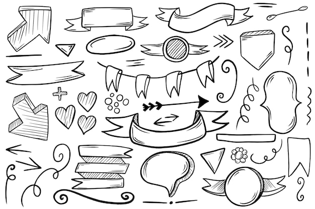 Big set of handdrawn elements on a white background for your design