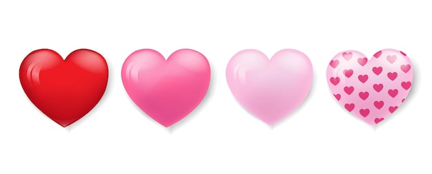 Big Set Hearts Isolated White Background