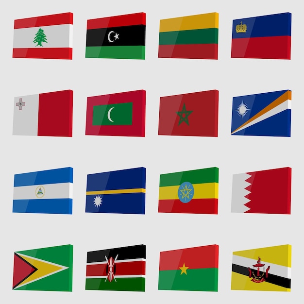 Vector big set of isometric country flags