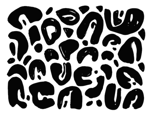 Big shapes abstract elements. Leopard Pattern style. Black color vector illustration.