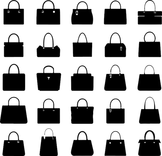 Big single of single silhouettes of handbags