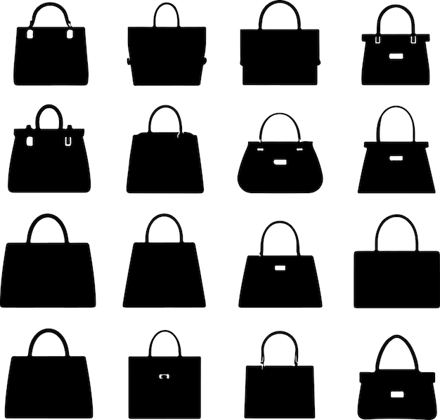 Big single of single silhouettes of handbags