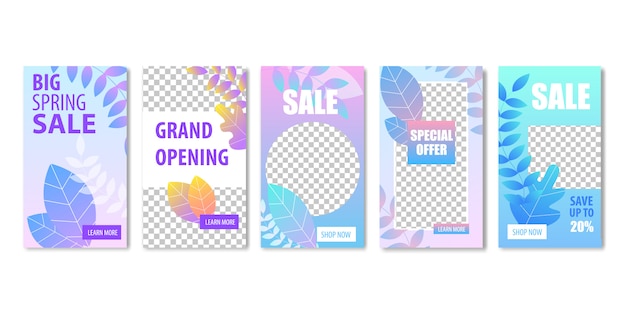 Big Spring Sale Grand Opening Special Offer Banner Set with 