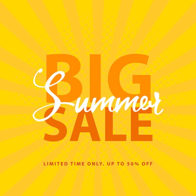 Big Summer Sale sign with retro pop art halftone background. Vector web banner template illustration.