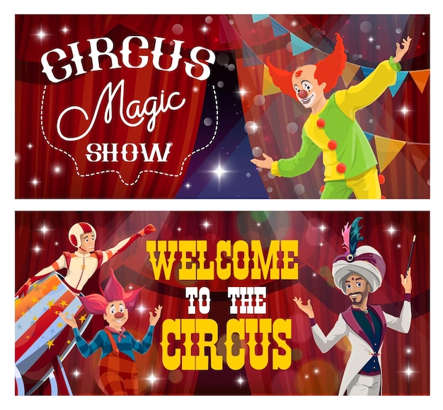 Vector big top tent circus banners funfair carnival show