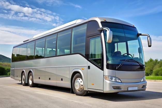 big tourist bus on white background