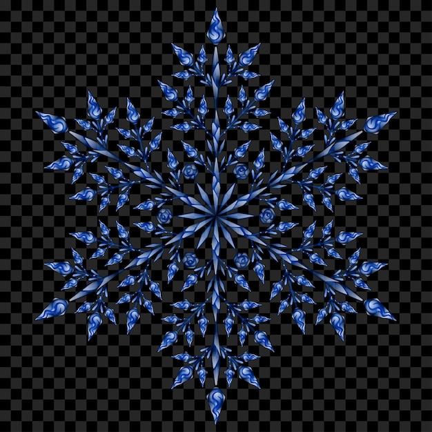 Big translucent Christmas snowflake in blue colors on transparent background.  Transparency only in vector file