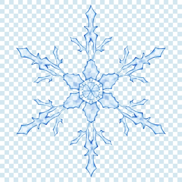 Big translucent Christmas snowflake in blue colors on transparent background Transparency only in vector format