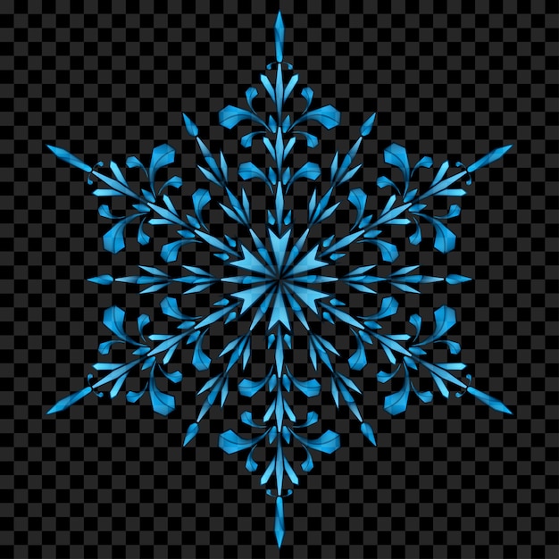 Big translucent Christmas snowflake in light blue colors on transparent background