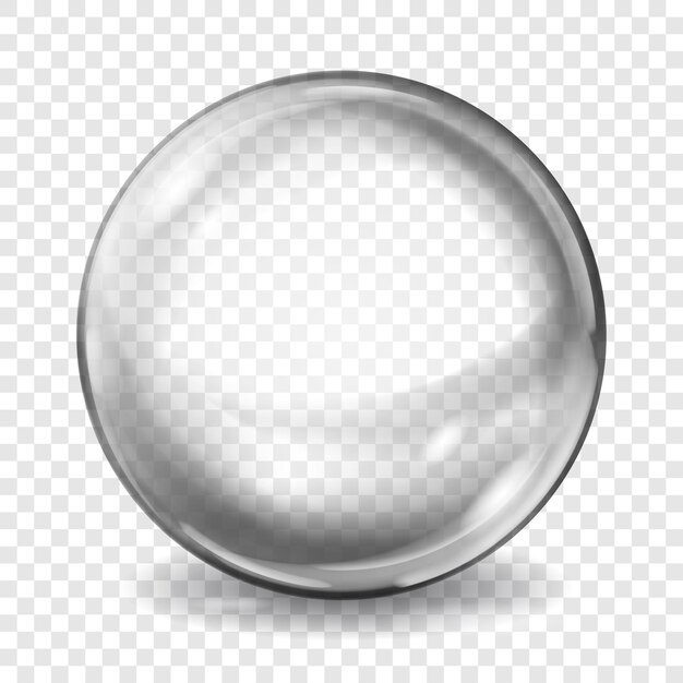 Vector big translucent gray sphere with glares and shadows on transparent background transparency only in vector format