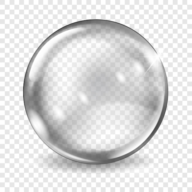 Vector big translucent gray sphere with glares and shadows on transparent background. transparency only in vector format