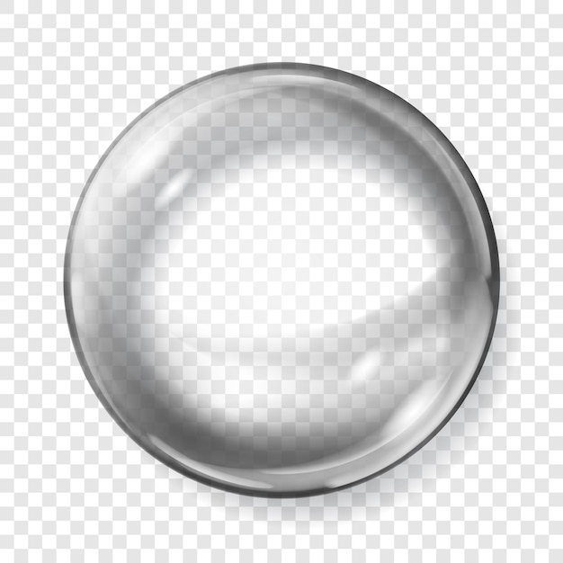 Big translucent gray sphere with glares and shadows on transparent background Transparency only in vector format