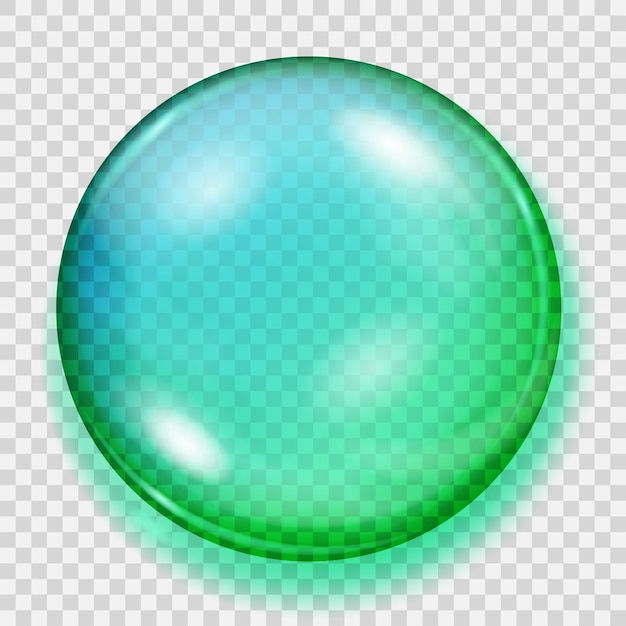 Big transparent turquoise sphere with shadow on transparent background Transparency only in vector file