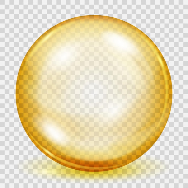 Big transparent yellow sphere with shadow on transparent background. Transparency only in vector file