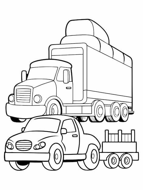 Vector big truckcar coloring book pages for children and adults with vector design