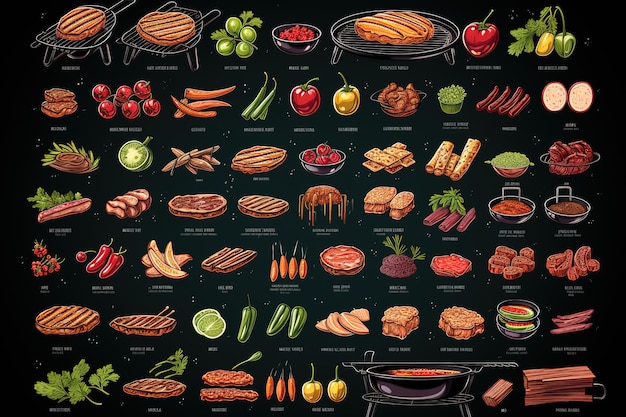 Big vector set of different kinds of food