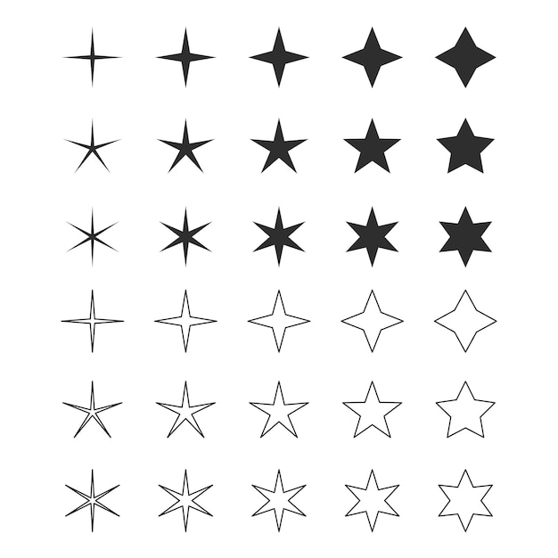 Big vector set of different star icons