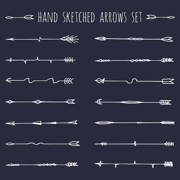 Big vector set of hand drawn ethnic tribal arrows