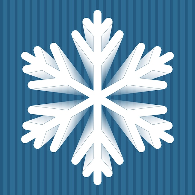 Big white 3d snowflake on blue striped background