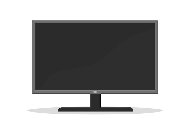 Big widescreen monitor tv on stand vector graphic isolated