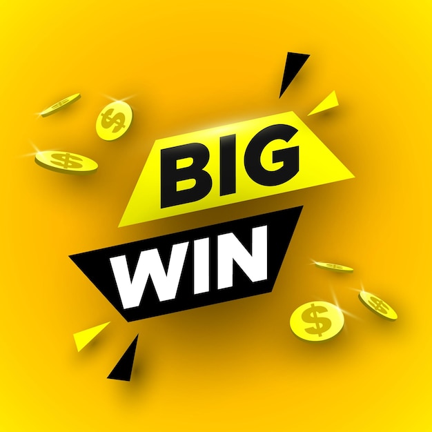 Big win banner with golden coins Vector illustration