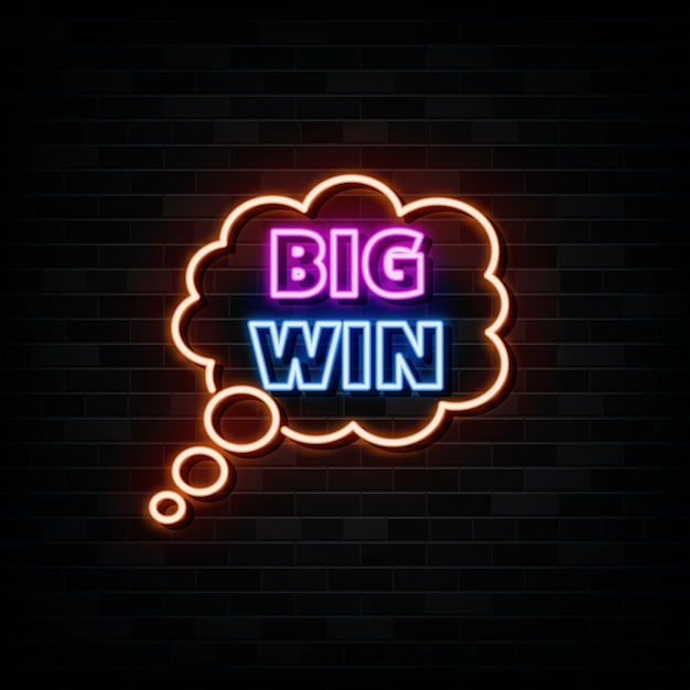 Big Win Neon Sign Light Banner Vector Illustration