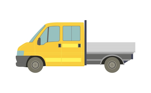 Big yellow cargo truck on a white background - Vector illustration