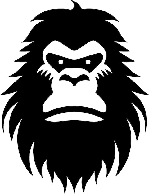 Bigfoot Black and White Isolated Icon Vector illustration