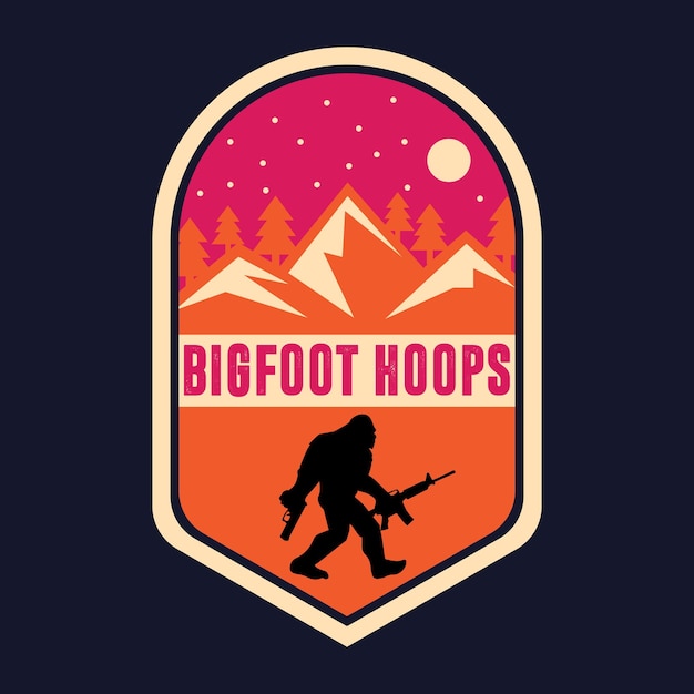 Bigfoot Hoops T-Shirt Design. bigfoot vector.