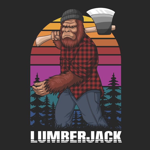 Bigfoot lumberjack style vector illustration