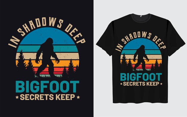 Vector bigfoot t shirt design vector retro vintage style funny sasquatch official bigfoot research team