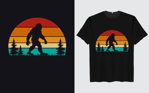 Bigfoot t shirt design vector retro vintage style Funny Sasquatch Official bigfoot research team