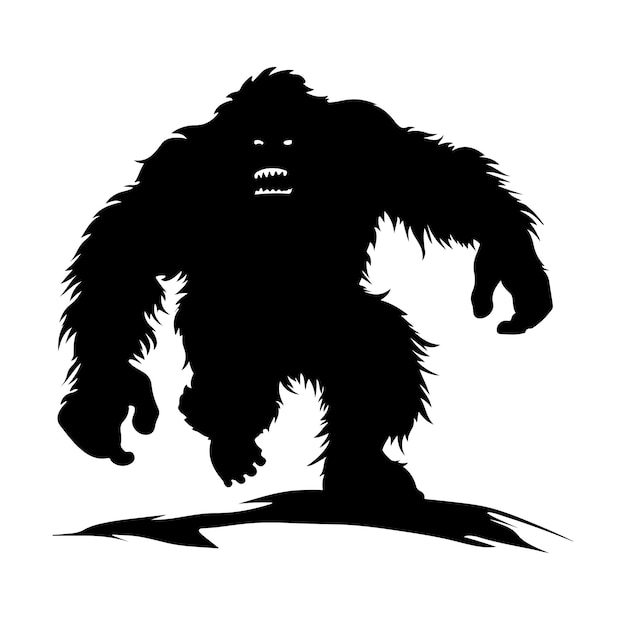 Bigfoot Yeti Silhouette Vector On White Background