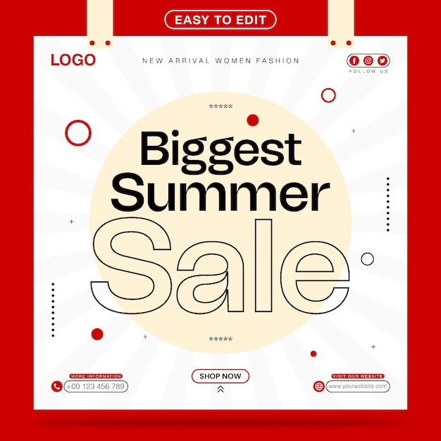 Biggest Summer Sale social media post template design