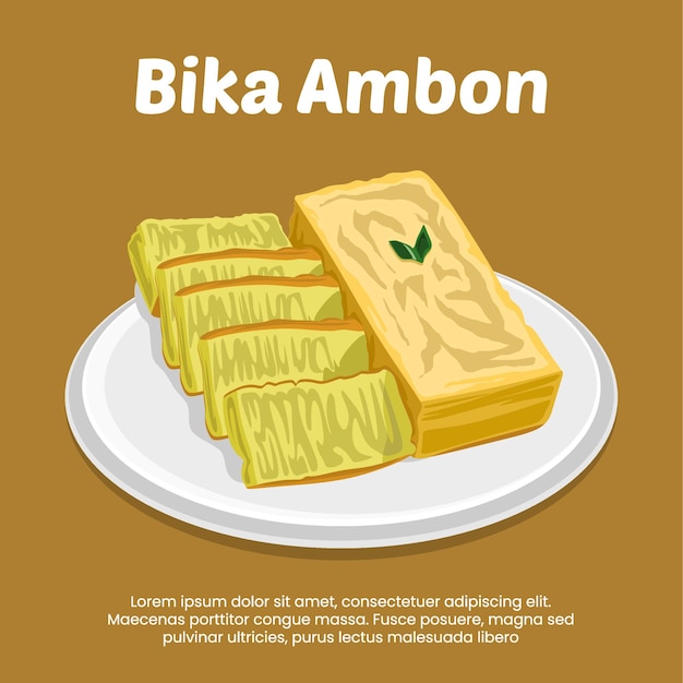 Bika Ambon indonesian food cartoon flat design style