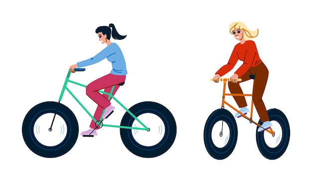 Vector bike fat biking woman vector