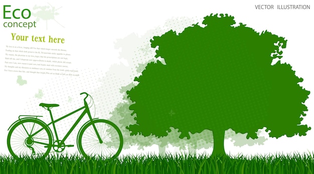 Bike on a globe Environmentally friendly world Illustration of ecology