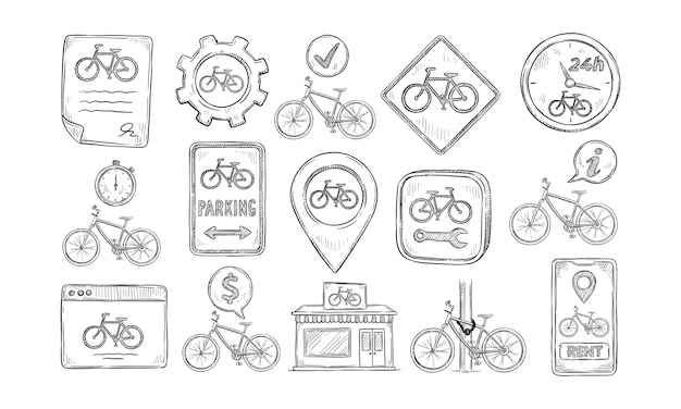 bike hire handdrawn collection