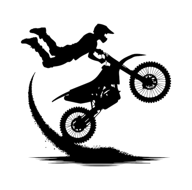 Vector a biker doing freestyle tricks on his motorcycle silhouette vector